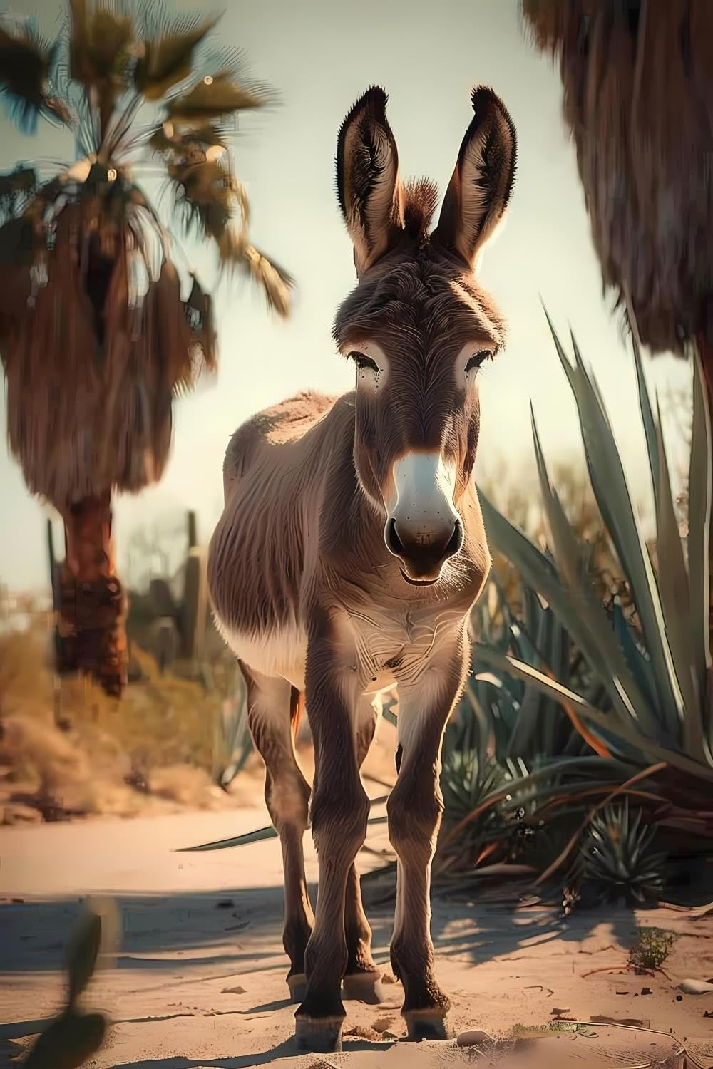 GUAIEUW DIY Donkey Diamond Painting, The Donkey in The Desert Paint by Numbers for Beginners, Full Round Diamond Art Kits for Room Decor & Living Room Decor (20x30 inch)