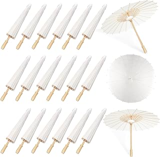 4/9/18/36 Pack 33 Inch White Paper Umbrellas Vintage Chinese Japanese Parasol Oiled DIY Painting Craft Decorative Umbrellas for Weddings Photography Bridal Showers Party Decor