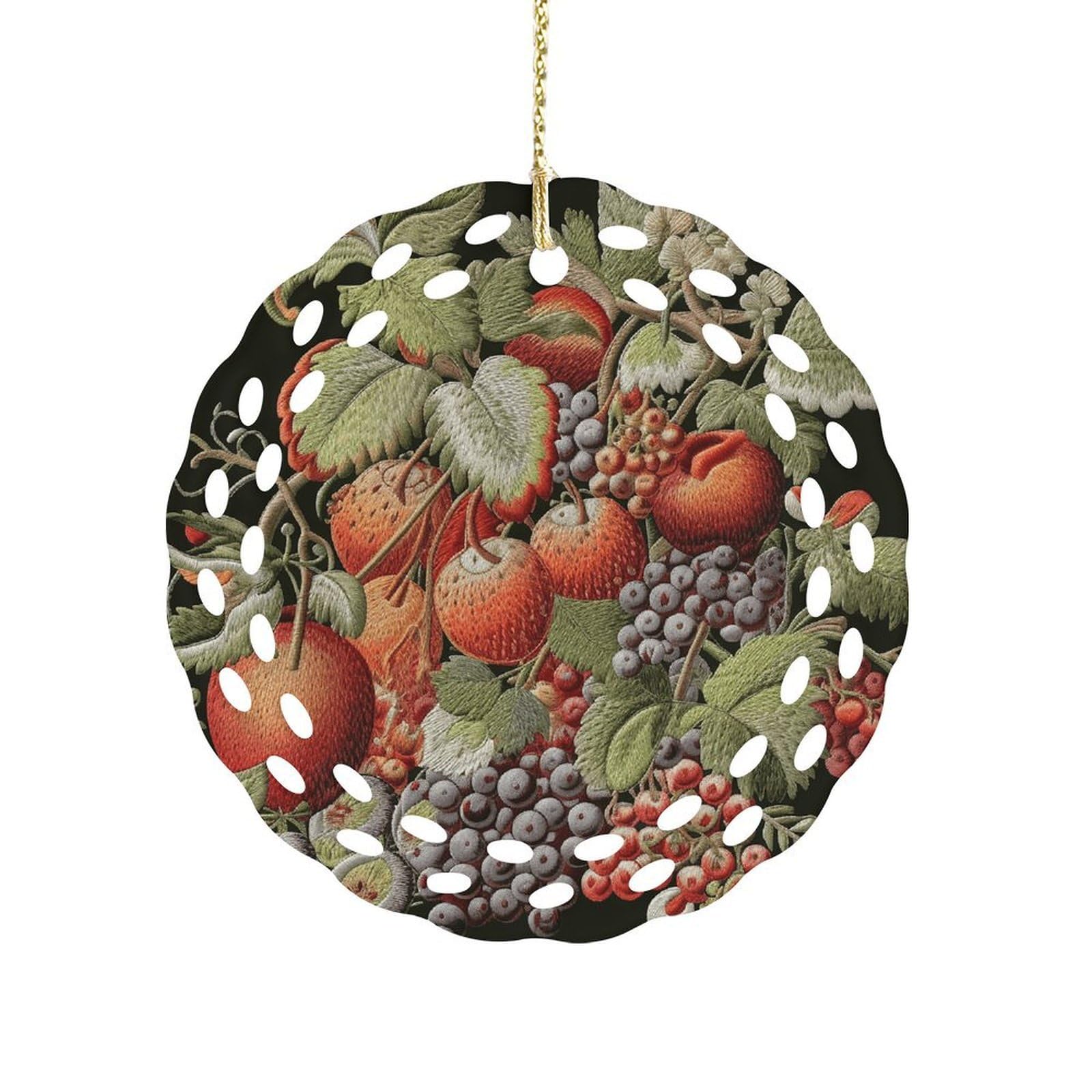 Fekiloot Women's Style Fruits And Leaves Ceramic Ornaments 3 Inch Round,Holiday Keepsake For ,Girls,Pet Owners,Hanging Ornament Gifts Idea For Home