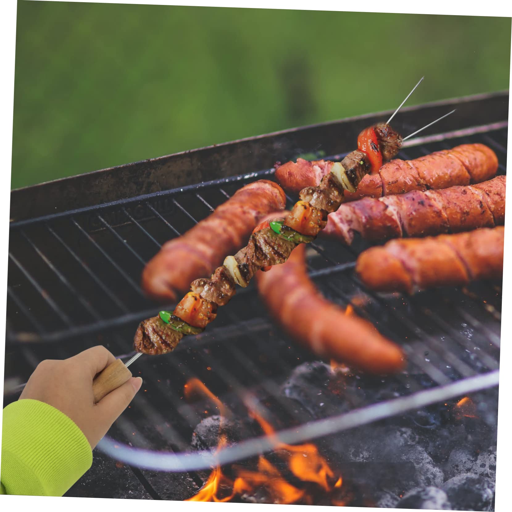 Milisten 15Pezzi Barbecue Inossidabile Legno Strumento Pratico per Arrosti e Grigliate