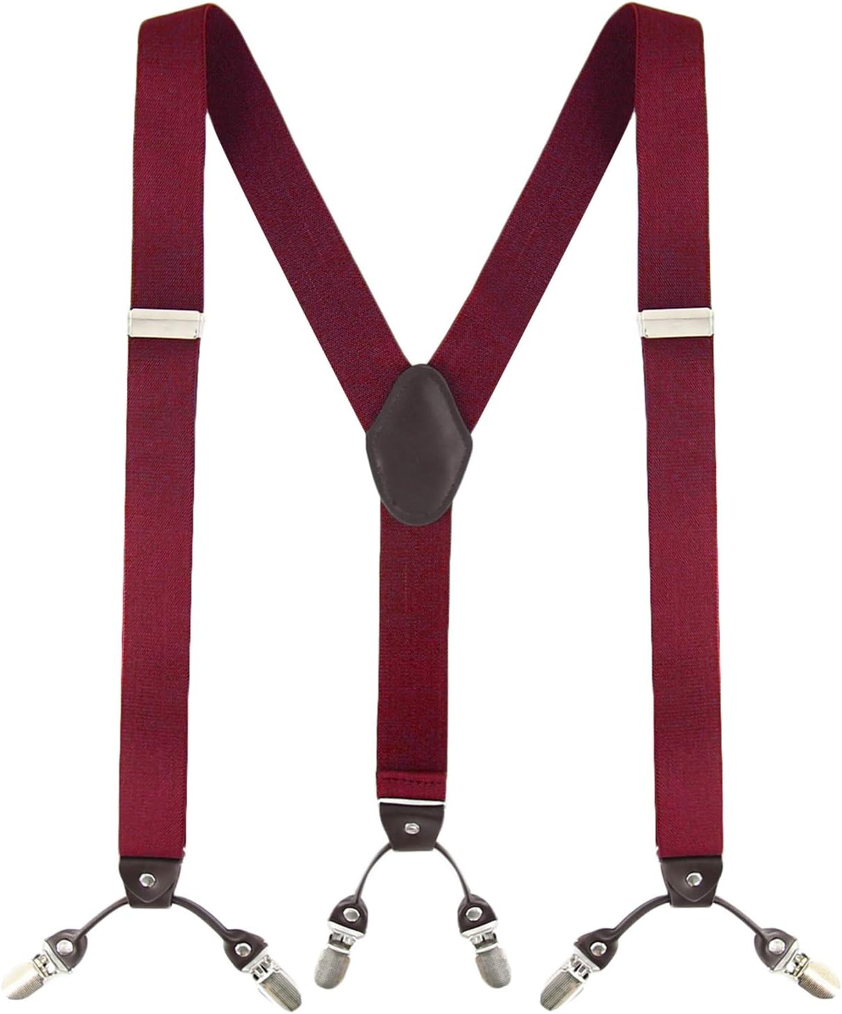 MLMMens Braces MLM Braces for Men Heavy Duty 6 Clips Wide 1.4" Y-Back Elastic Durable Suspenders with Thicken Wide Metal Clips (1 Year Warranty)