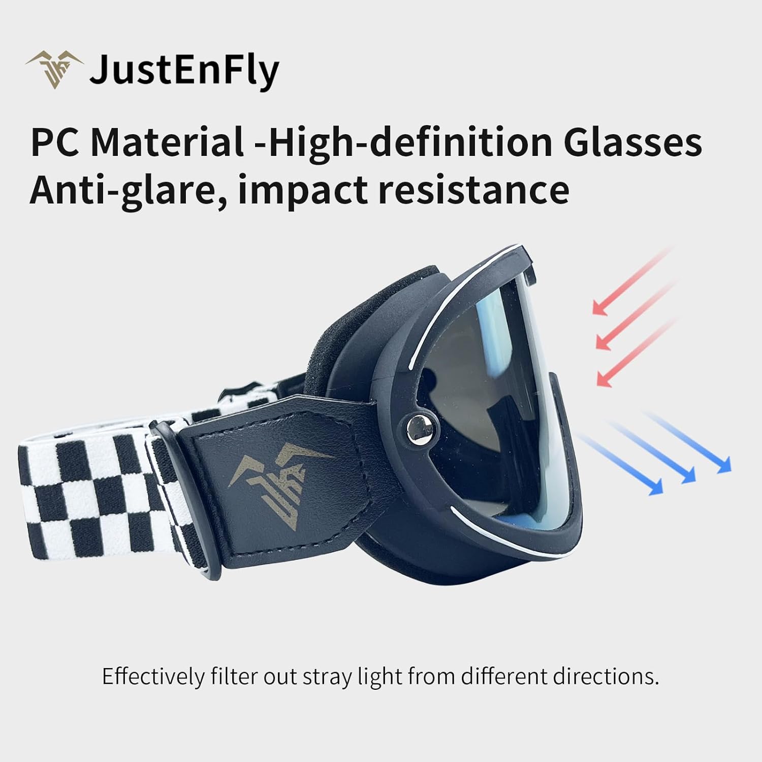 TUJOBA JustEnFly Adult Anti-Glare OTG ATV HD Motocross Goggles Compatible with Retro style helmets Classic Colored Lenses With Black and White Stripes image 6 of 8 B0CPXSTBW3