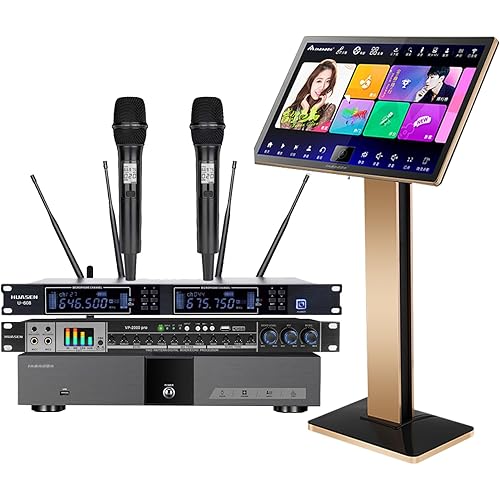 Inandonkod Karaoke Machine KV-V5 Max New Chinese Karaoke Player, with Reverb Wireless Microphone, 22 Inch Capacitive Touch Screen Free Cloud Download Function YouTube APP Online Play