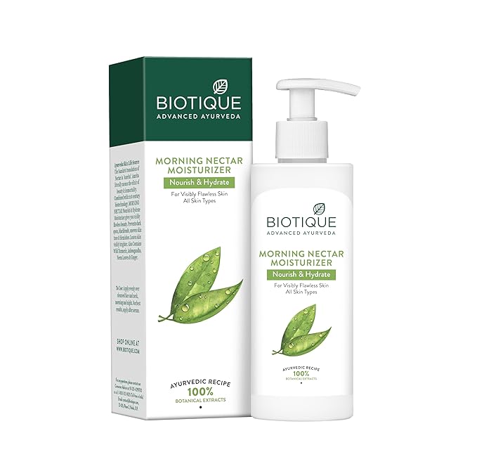 Biotique Morning Nectar Flawless Skin Moisturizer l Prevents Dark spots, Blackheads and Blemishes l Visibly Flawless Skin l Nourishes and Hydrates Skin l All Skin Types l 250ml