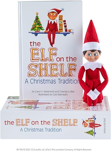 Vista 20 de The Elf on The Shelf: una tradición navideña: un elfo explorador con ojos marrones. Incluye libro de cuentos, caja de recuerdos y certificado