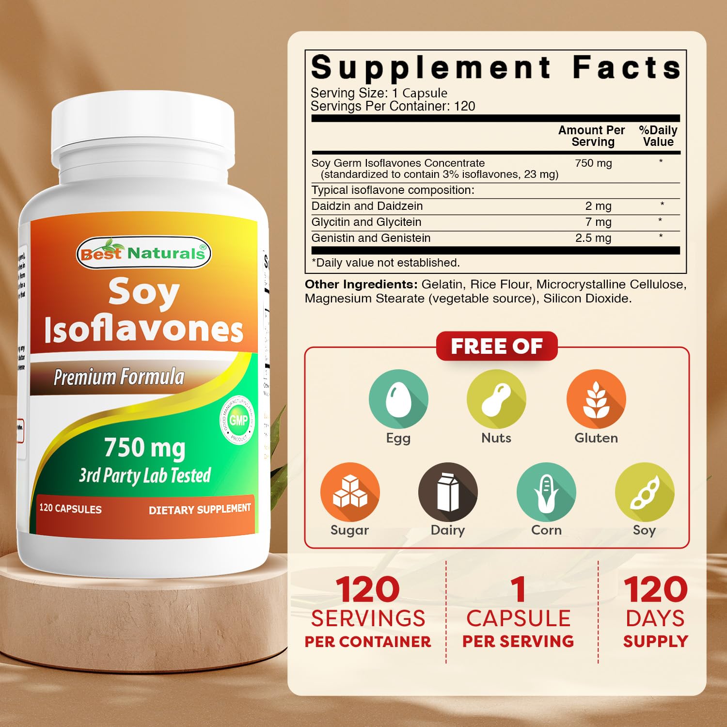 Best Naturals Soy Isoflavones 750 mg 120 Capsules (120 Count (Pack of 3)) — Amazon image 2