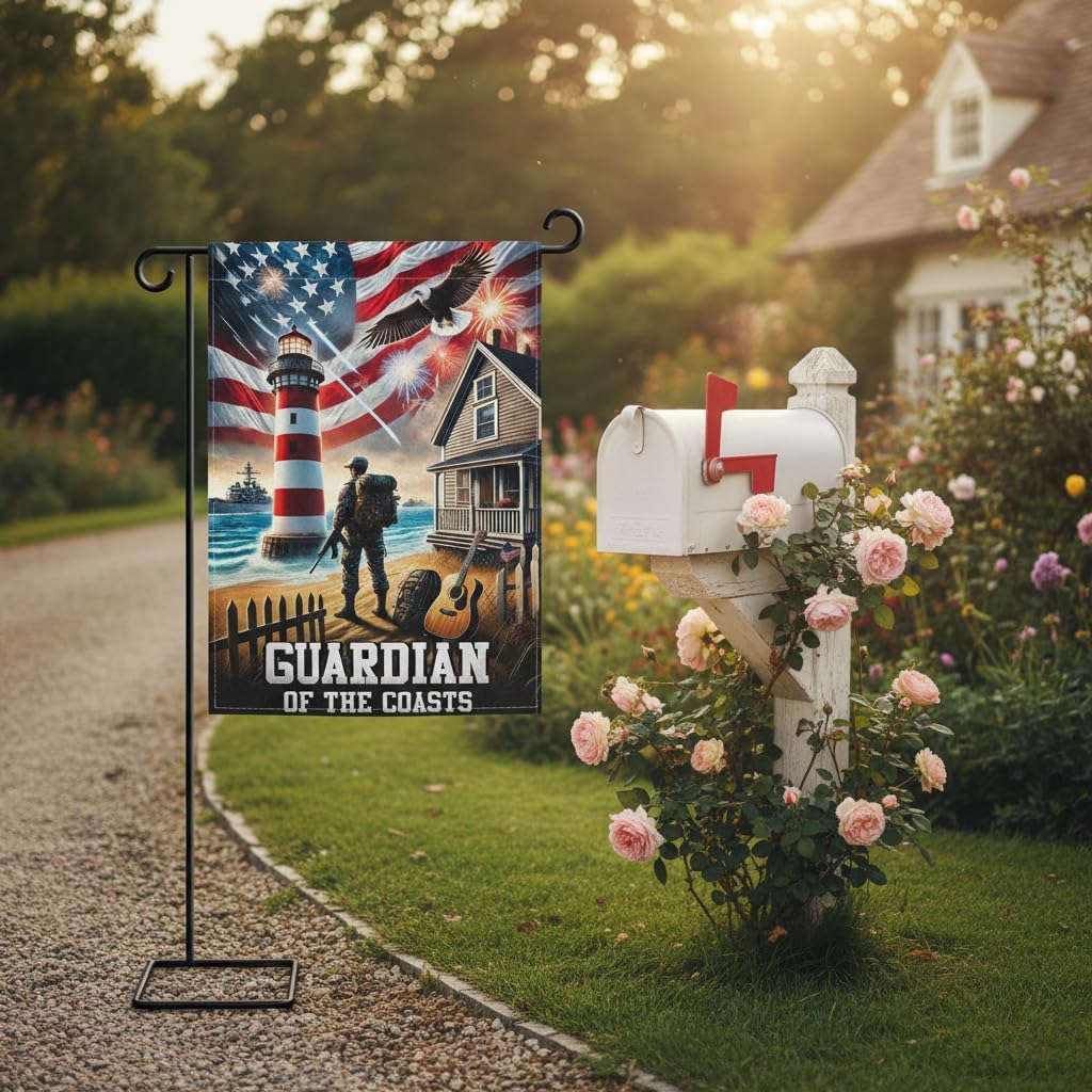 Navy Veteran Coastal Tribute Garden Flag 12x18 In Doublesided Patriotic Outdoor Decor Lighthouse Warship Veterans Day Memorial Day US Military Gift - Image 5