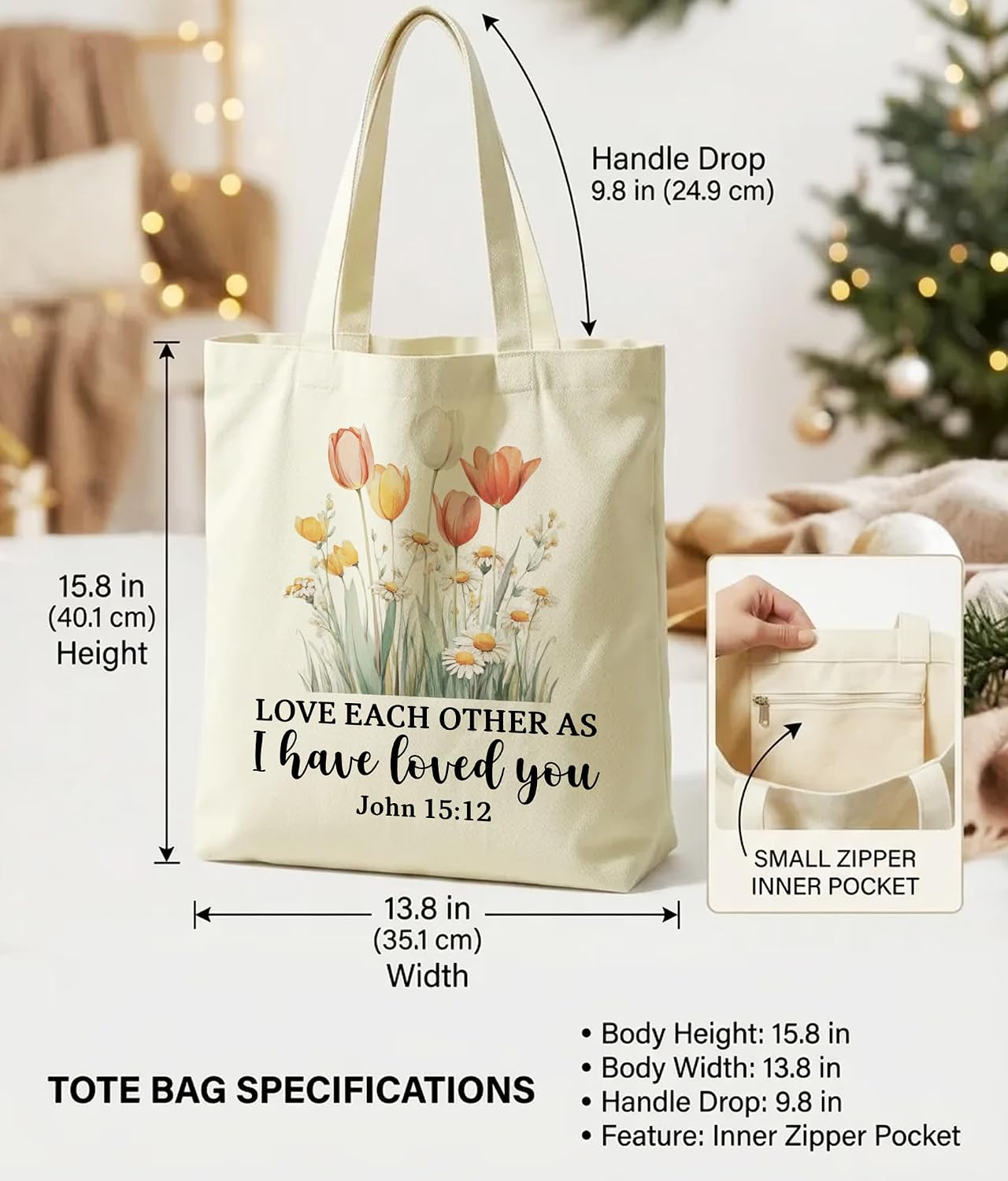 Christian Bible Verse Tote Bag for Women Faith Church image 4