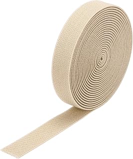 sourcing map Banda elástica ancha de sarga de doble cara de 0.8 pulgadas plana de 4 yardas, bobina elástica de punto, correa elástica pesada, color beige y marrón para costura, cintura