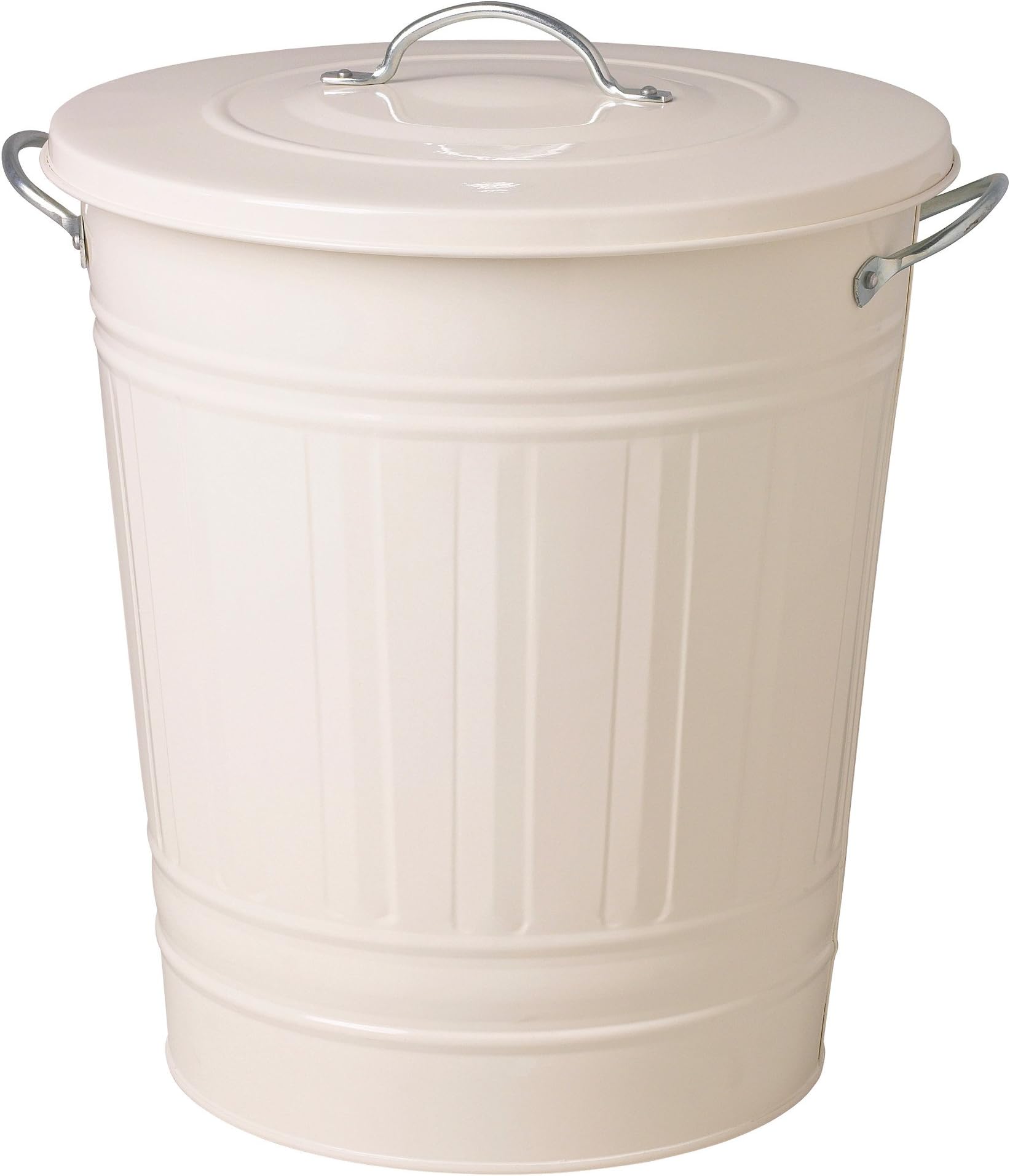 FurnitureXtra Classic Epoxy Steel Powder Coated Indoor Office/Home Bin with Lid Chrome Handles (White, 15 Litre)