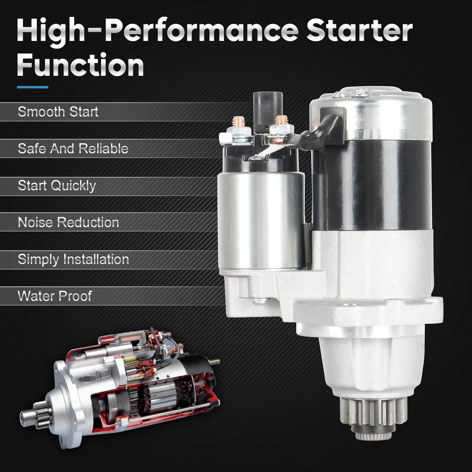 New Starter for 2.5L Nissan Altima 2002-2006 (Automatic Trans.) & 2007 (Automatic CVT Trans. to 10/2006), for 2.5L Sentra 2002-2006 (Automatic Trans.) Replaces # 010781 410-48155 M0T60781