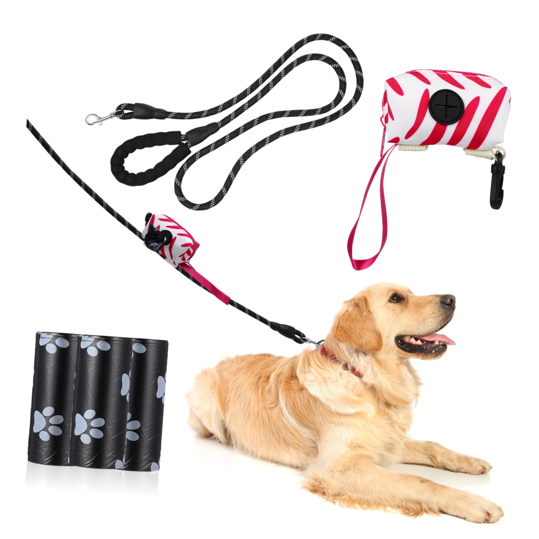 1 Satz Nylon-hundeleine Für Draußen Dicke Leine Mit Halter Für Hundekotbeutel Robust Für Kleine Und Mittelgroße Hunde
