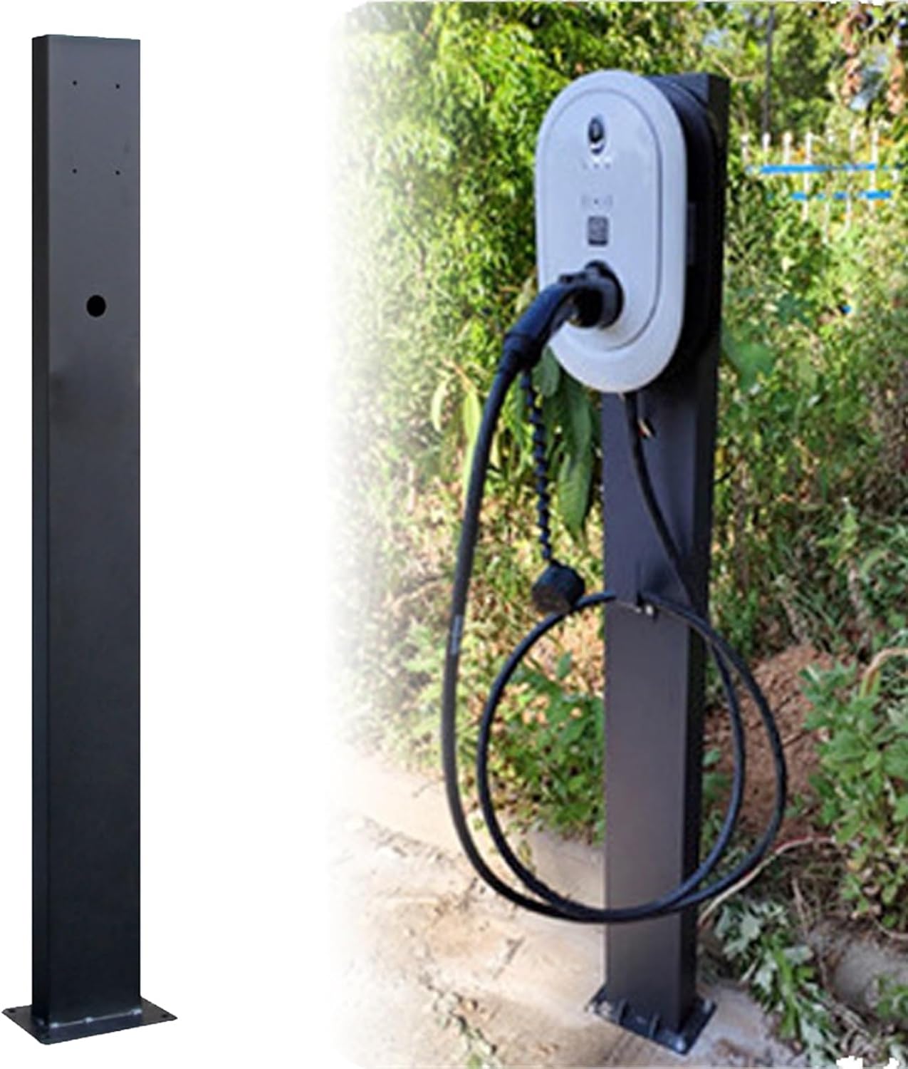 EV Charger Pedestal Outdoor Electric Vehicle Stand Freestanding Charging Station Stand,Electric Vehicle Charging Station Pedestal, EV Charger Holder for Wall Connector, Durable Charging Post