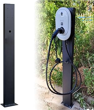 Electric Vehicle Charging Post, EV Charger Pedestal, EV Charger Holder, Wall Connector Charger Pedestal Base, for Tesla Charging Station New Energy VehicleBlack