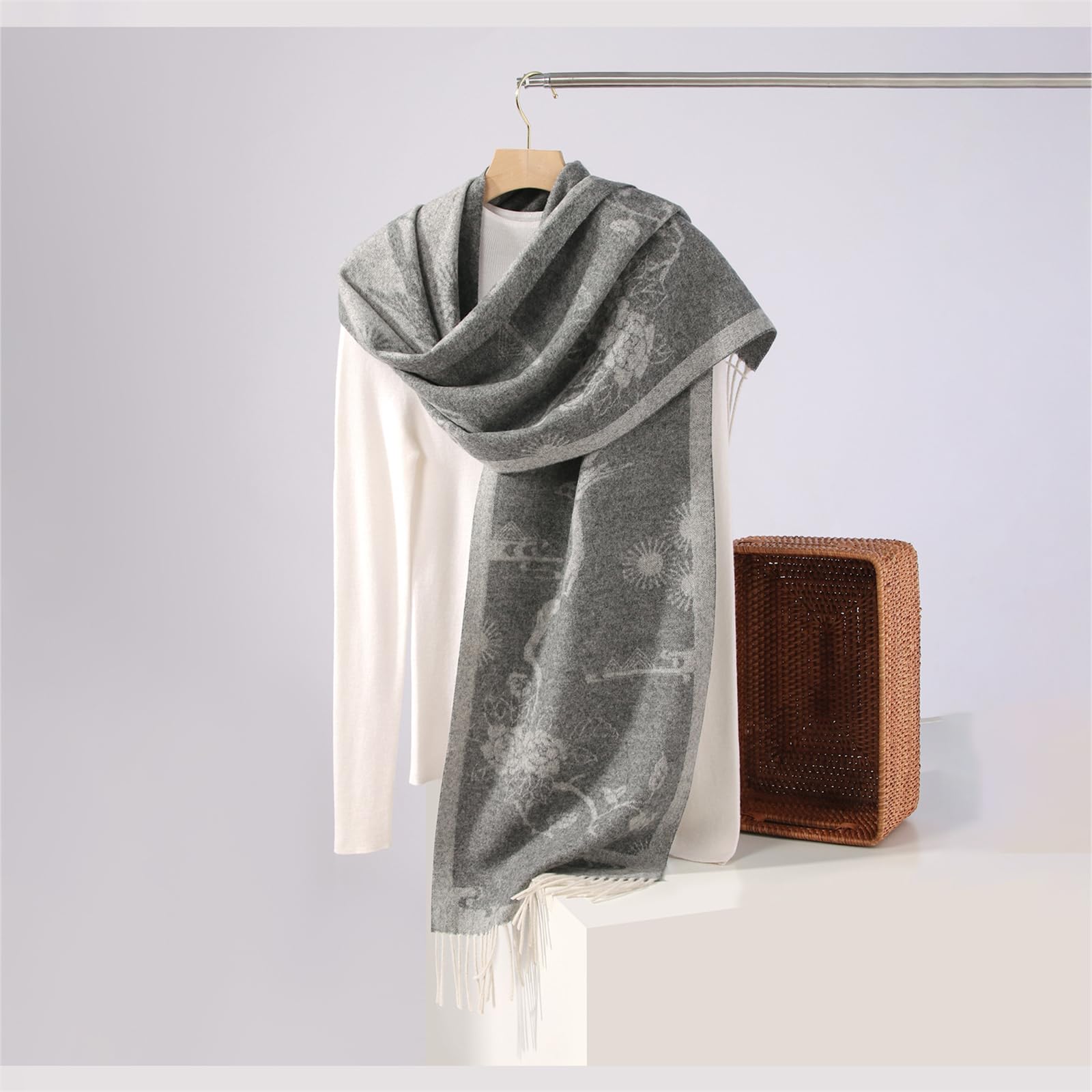 Pañuelo de lana con patrón de moda, suave y transpirable, bufanda para el cuello para hombre y mujer, varios trajes, pashmina multicolor