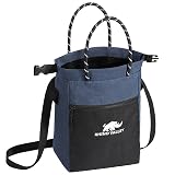 Rhino Valley Magnesiabeutel, kein Leck magnetische Klettern Chalk Bag mit Griff, Klettern Chalk Bucket Gear mit verstellbaren Gürtel Reißverschlusstaschen für Fitness, Gewichtheben Schwarz+Denimblau