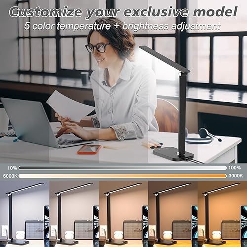 Miniatura 2 de Lámpara de escritorio LED brillante para dormitorio universitario, luz de escritorio plegable para oficina en casa, lámparas de escritorio de