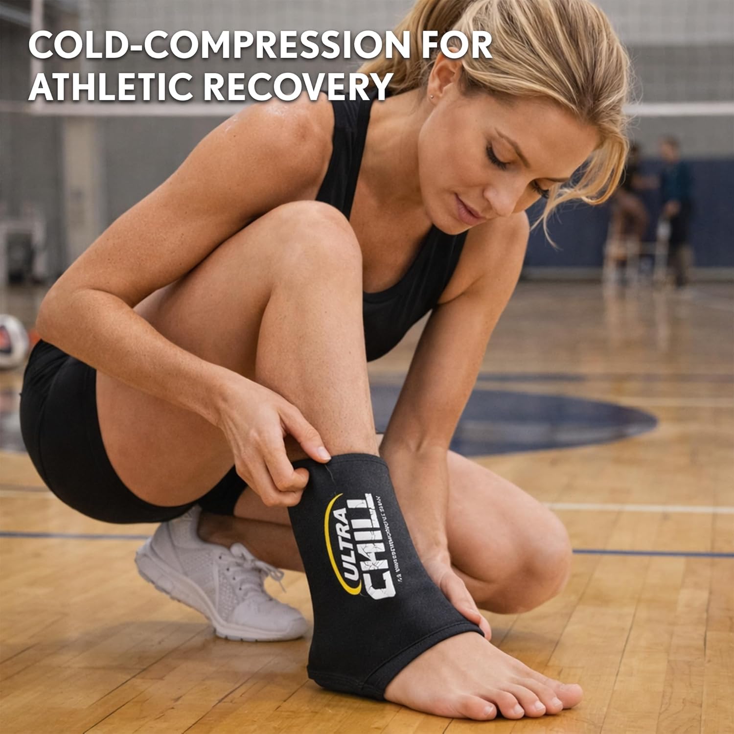 Ultra CHILL Reusable Ankle Gel Ice Sleeve – 360° Cold Pack Compression Wrap for Ankle Swelling, Sprains & Plantar Fasciitis, Cold Therapy Support