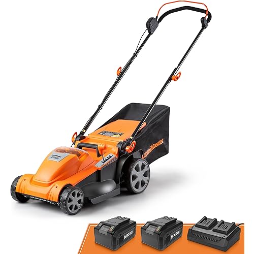 LawnMaster CLMF4817E 48V MAX Brushless Mower with 2X24V MAX 4.0Ah Battery and a Dual Charger