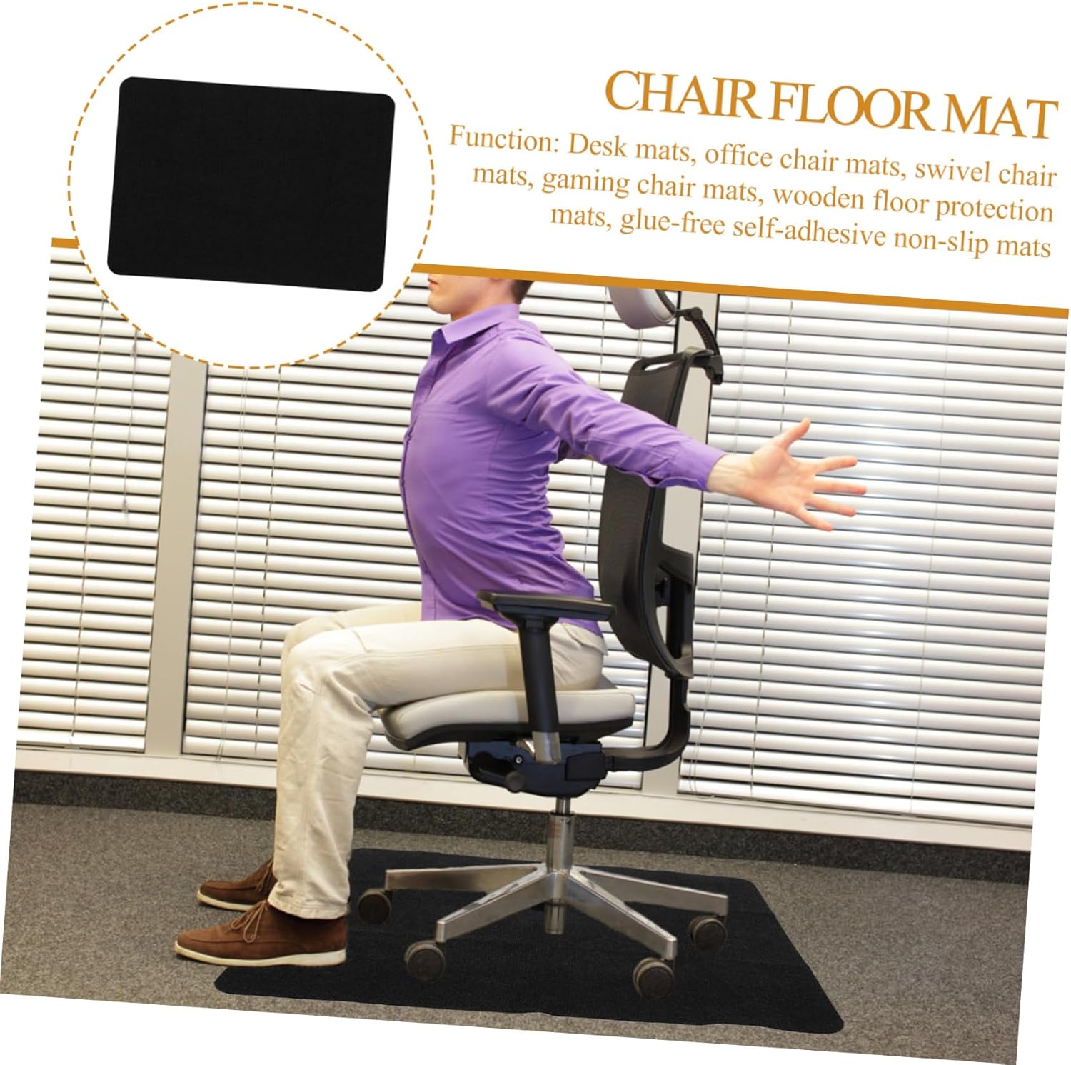 Multi-Purpose Non- Chair Mat for Home Office Self-Adhesive Desk Floor Protector Material for Rolling Gaming Chairs and Office Desks