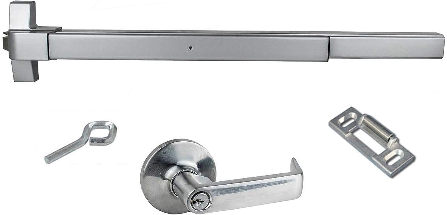 Push Bar Panic Exit Device (UL listed) with Exterior Lever, Door Levers