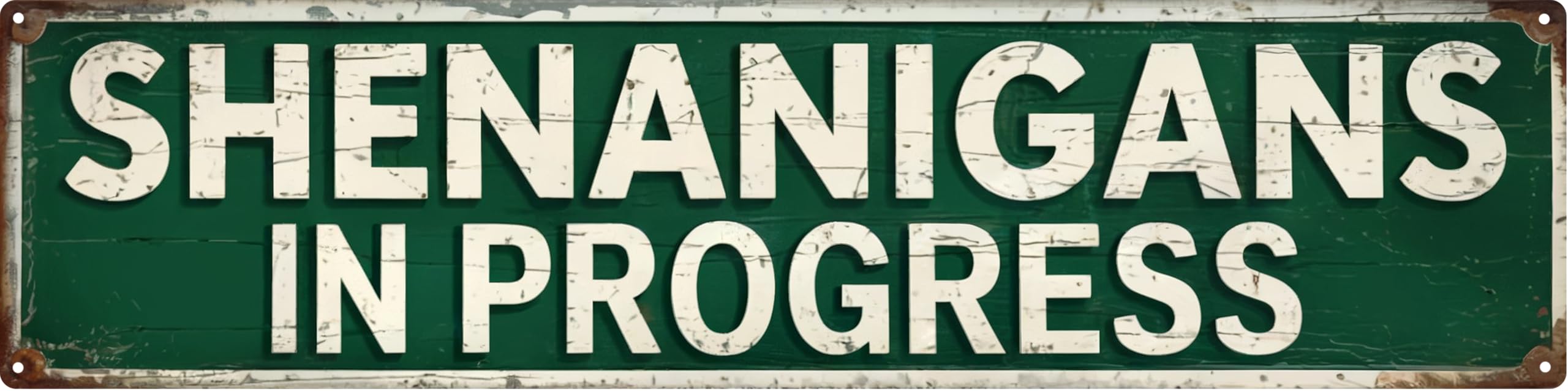 Shenanigans in Progress Metal Tin Sign Wall Art Outdoor Decor 4x16 in
