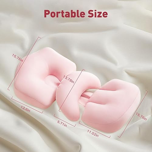 Miniatura 8 de Almohada de embarazo, almohada de maternidad portátil para mujeres embarazadas, almohada de cuña de viaje para dormir de lado, almohada corporal de