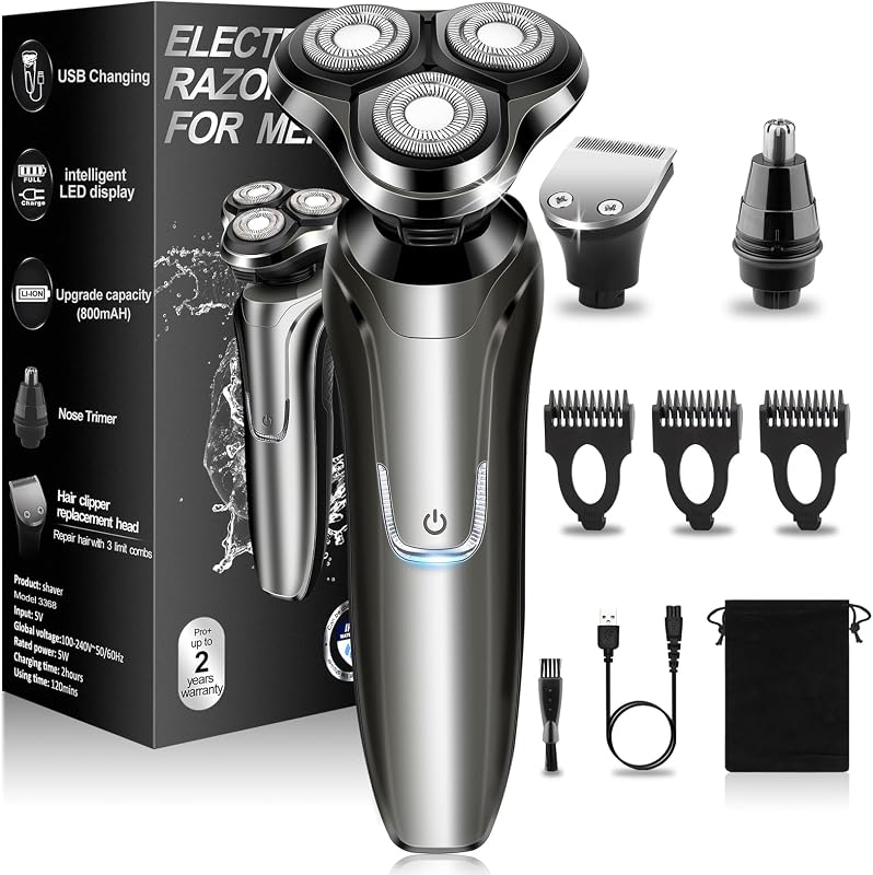 Barbeador elétrico Handsomeface com cabeça flutuante, uso seco e molhado, recarregável e sem fio