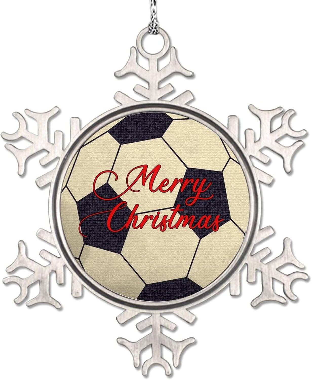 Snowflake Ornament Soccer Ornaments for Christmas Trees Funny Sport Football Merry Christmas Personalized Christmas Ornaments 2022 Funny Metal Souvenir Xmas Tree Hang Pendant Exchange Gift 3 Inch