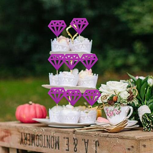 Miniatura 22 de 36 piezas de adornos de diamantes para cupcakes con purpurina de diamantes para bodas, compromisos, despedidas de soltera, cumpleaños, aniversario