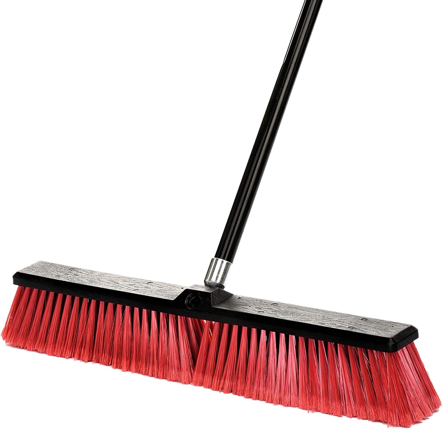 Alpine Industries Alpine Heavy Duty Push Broom for Floor Cleaning Soft Bristle Brush for Shop, Deck, Garage, Concrete for Indoor & Outdoor Sweeping Broom (Red -24 inches)