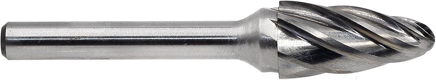 Carbide Burr - SF5-NF Aluma-Cut Carbide Rotary Burr Bits File for Aluminum 1/4 Inch Shank Die Grinders, 1/2 Inch Head Diameter, 1 inch Flute length, Tree Shape Radius End, 1pcs