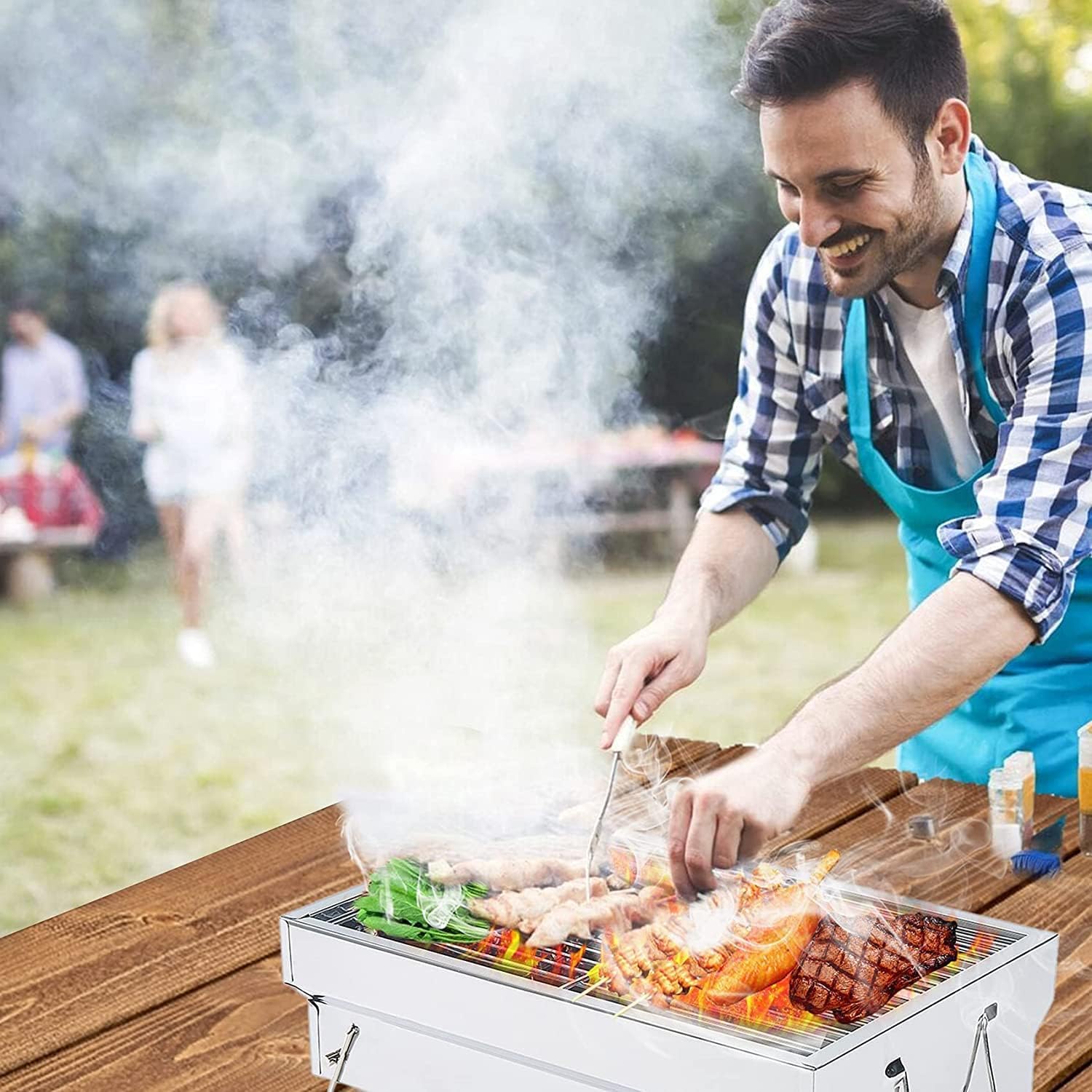 Stainless Steel Table Top Grill Charcoal for Outdoor Cooking