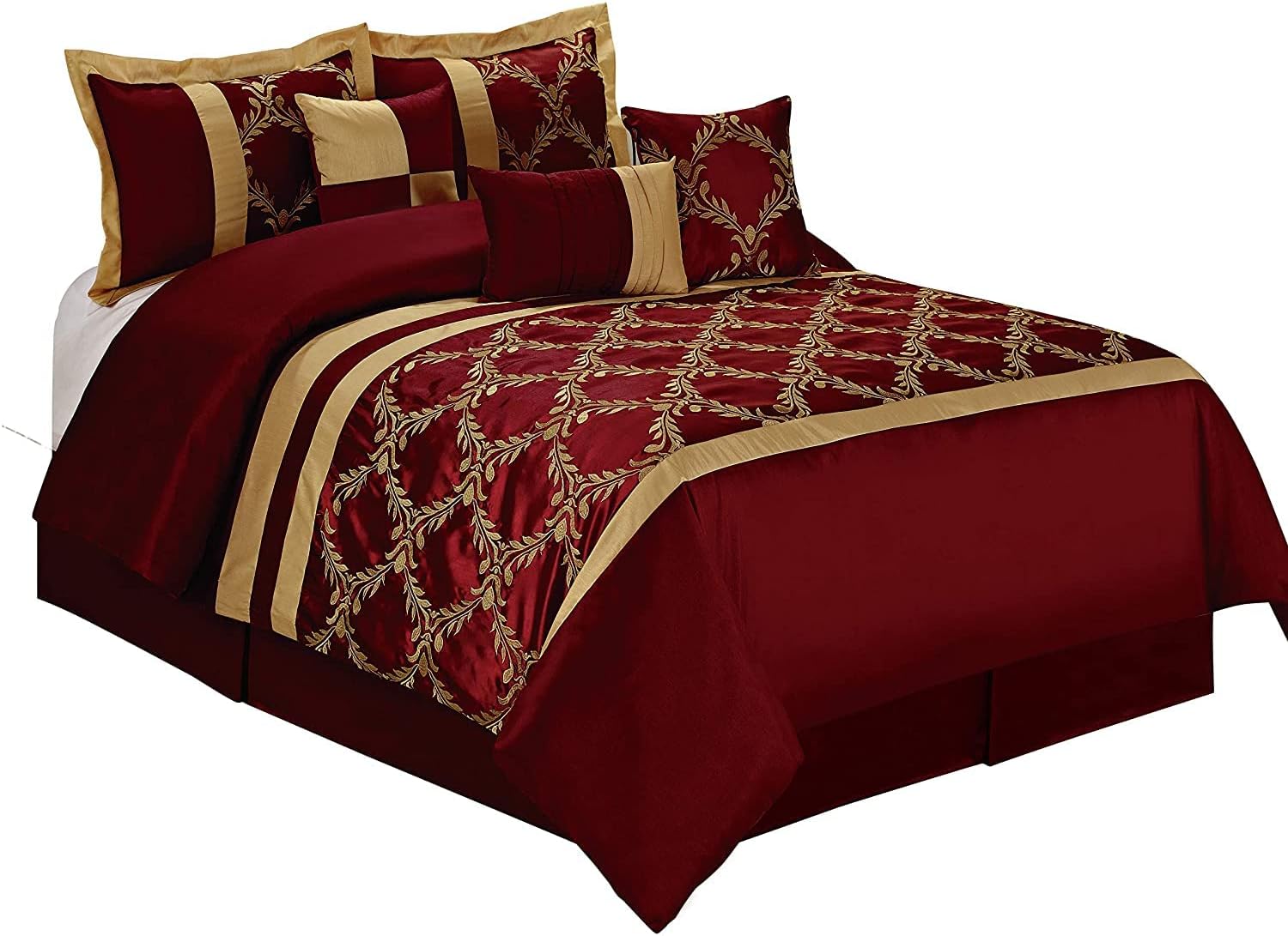 BRHF Traditional Taffeta Bed in A Bag, 7 Piece Embroidered