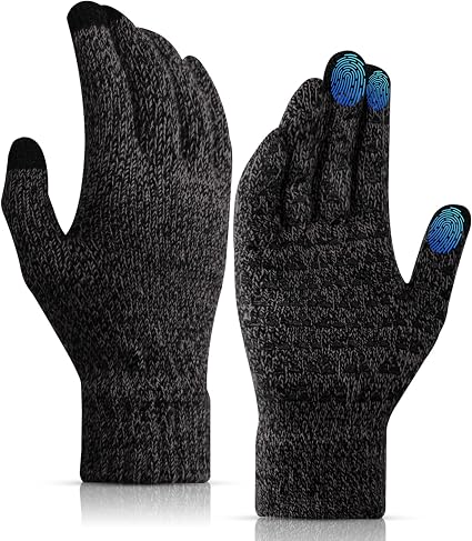 Winter Gloves, Gloves For Cold Weather, Touch Screen Anti-Slip Fleece Lined Soft Knit Gloves For Men Women