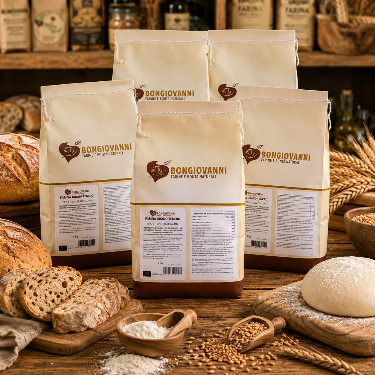 BONGIOVANNI FARINE E BONTA' NATURALI Farina Tipo 1 di Grano Tenero BIO - 5 Kg
