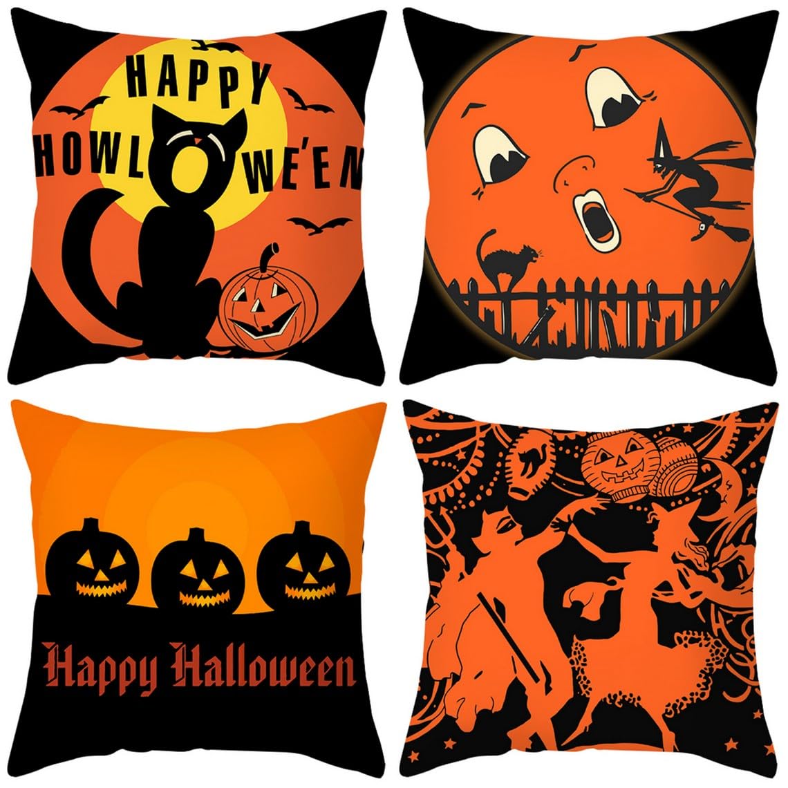 Chenlane Silk Throw Pillow Covers Neutral Patio Cushion Replacement Loveseat Halloween, Stretch Couch For Sectional Sofa Exquisite Prints 45x45 cm, 4Pcs