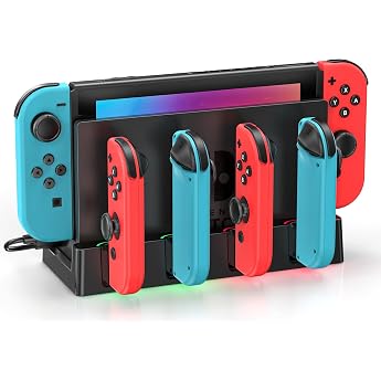 Switch Joycon Controller Charging Station for Switch Original &amp; OLED, Switch Charging Station with 4 Charging Slots for Switc