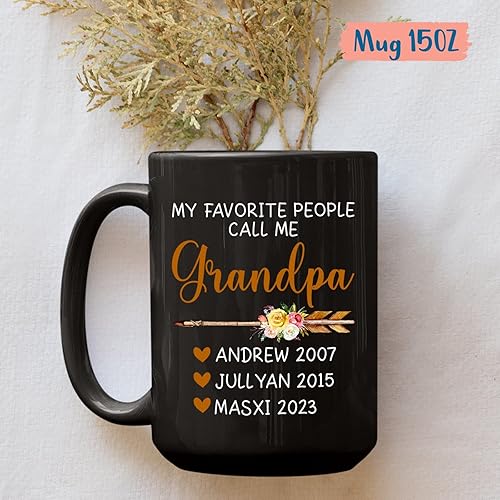 Miniatura 5 de Regalo para abuelo, taza personalizada para abuelo, taza de café de cerámica negra de 11 onzas, 15 onzas