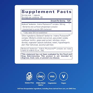 Pure Encapsulations Berberine UltraSorb - Enhanced Absorption Berberine Phytosome 550 mg - Supports Metabolic & Cardiometabolic Health* - 60 Capsules