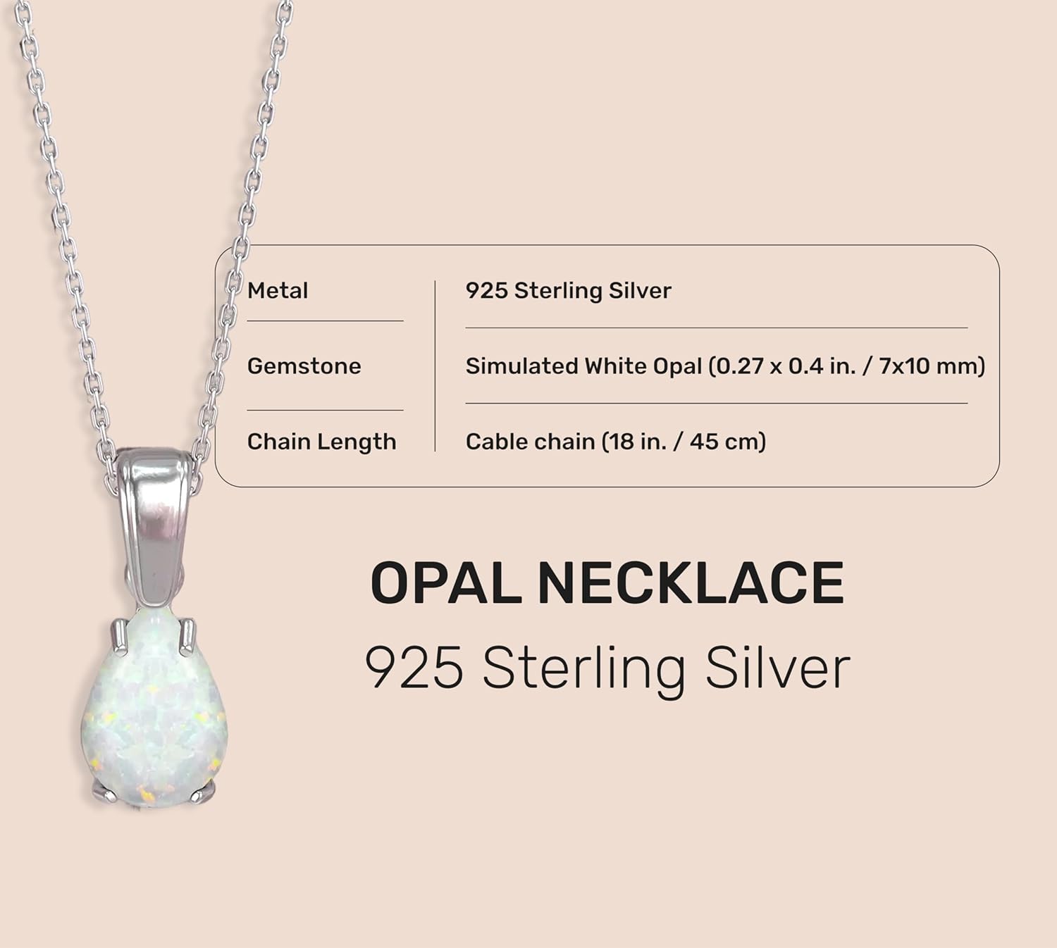 ADITA GOLD Teacher Appreciation Gifts Thank You Gifts, 925 Sterling Silver Necklace for Women, Opal Pendant - Image 3