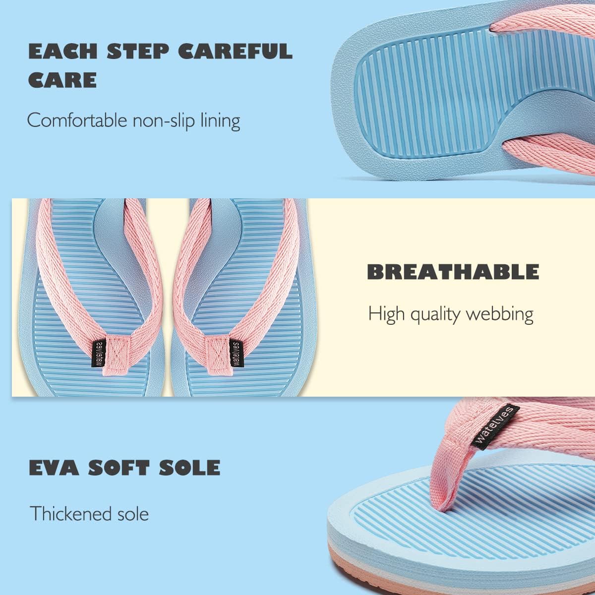 WateLves Flip Flops Kinder Zehentrenner Mädchen Jungen Badelatschen Sommer Strand und Pool Rutschfeste Zehensandalen