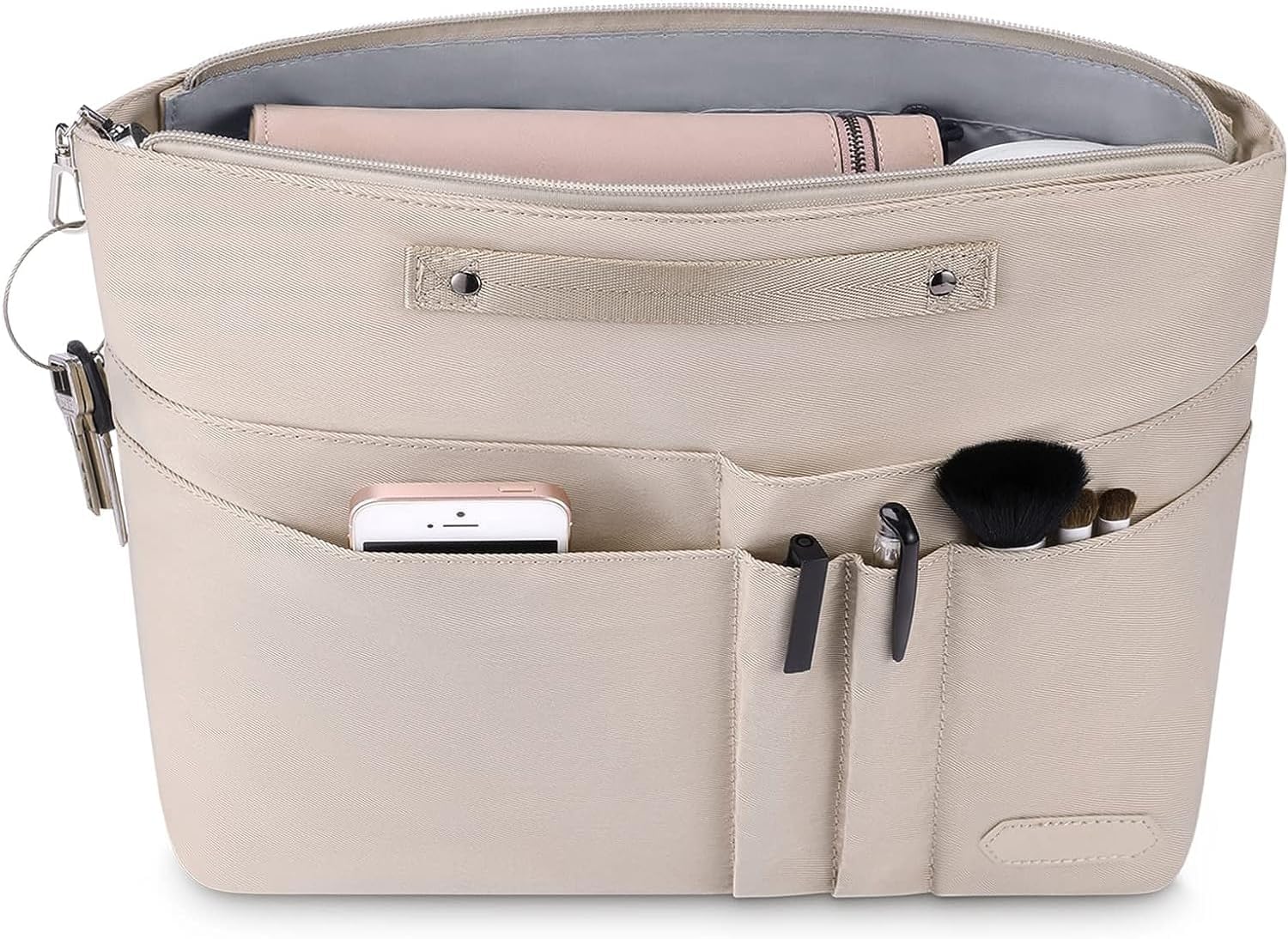 Wawasia Purse Organizer Insert for Handbags, Felt Bag Organizer for Tote & Purse, Tote Bag Organizer Insert with 15 Pockets (Beige, Large)