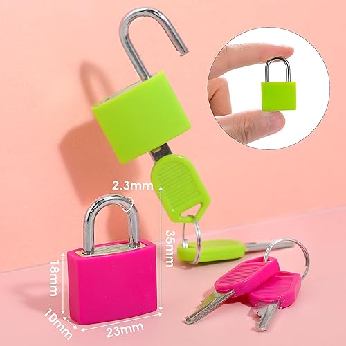 Miniatura 9 de Cerraduras de maleta con llaves, 0.9 in de color de equipaje cerraduras de metal mini candado con llave candado pequeño candado candado candados 2