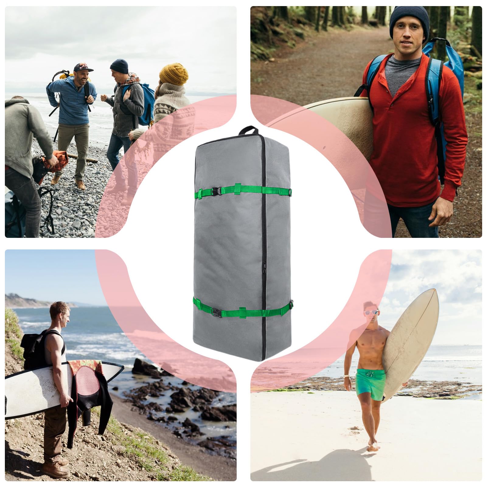 Borsa gonfiabile per paddle board,Borse per stand up paddle | Borsa per tavola da stand up paddle Oxford 600D - Zaino resistente con maniglia e cinghie regolabili, portaborse impermeabile per tavole d