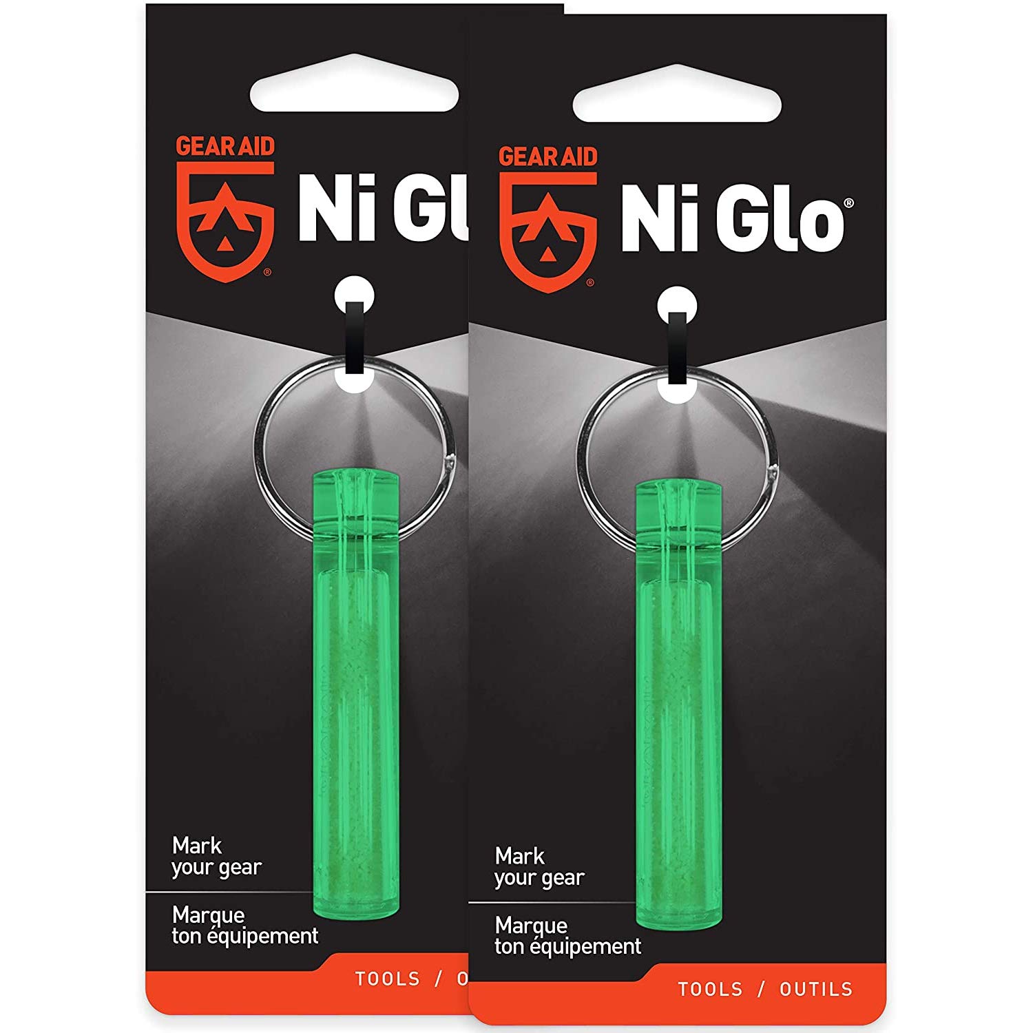 GEAR AID Ni Glo, 2” Glowing Keychain for Camping, Scuba and Night Fishing