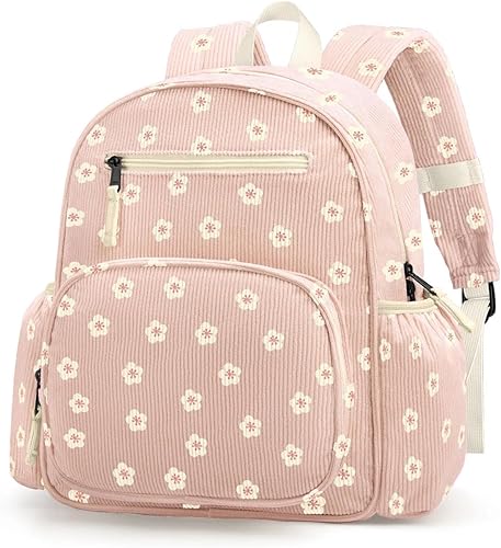 Mochila de pana para niñas de 2 a 5 años, mochila preescolar para jardín de infantes, lindas mochilas para niñas de 13.7 pulgadas de alto, carpeta