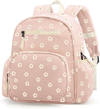 atgark Corduroy Kids Backpack for Girls, Girls Backpack 5-9, Kindergarten Elementary School Bookbag for Girl 15.3 H Fit Folder