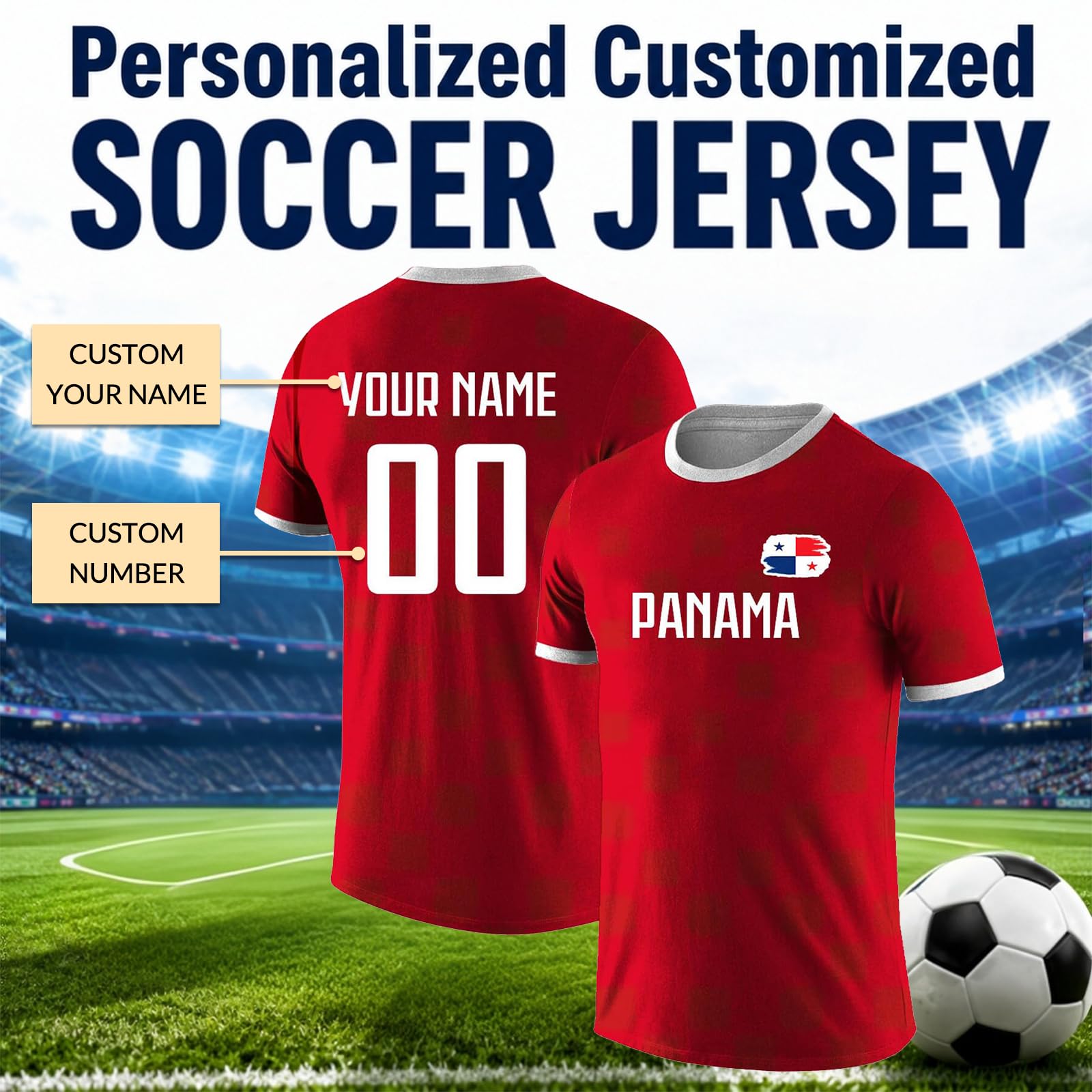 Genérico Camisetas de fútbol Personalizada para el Mundial 2026, Camiseta fútbol Personalizada para Hombre Mujer niños con Nombre número