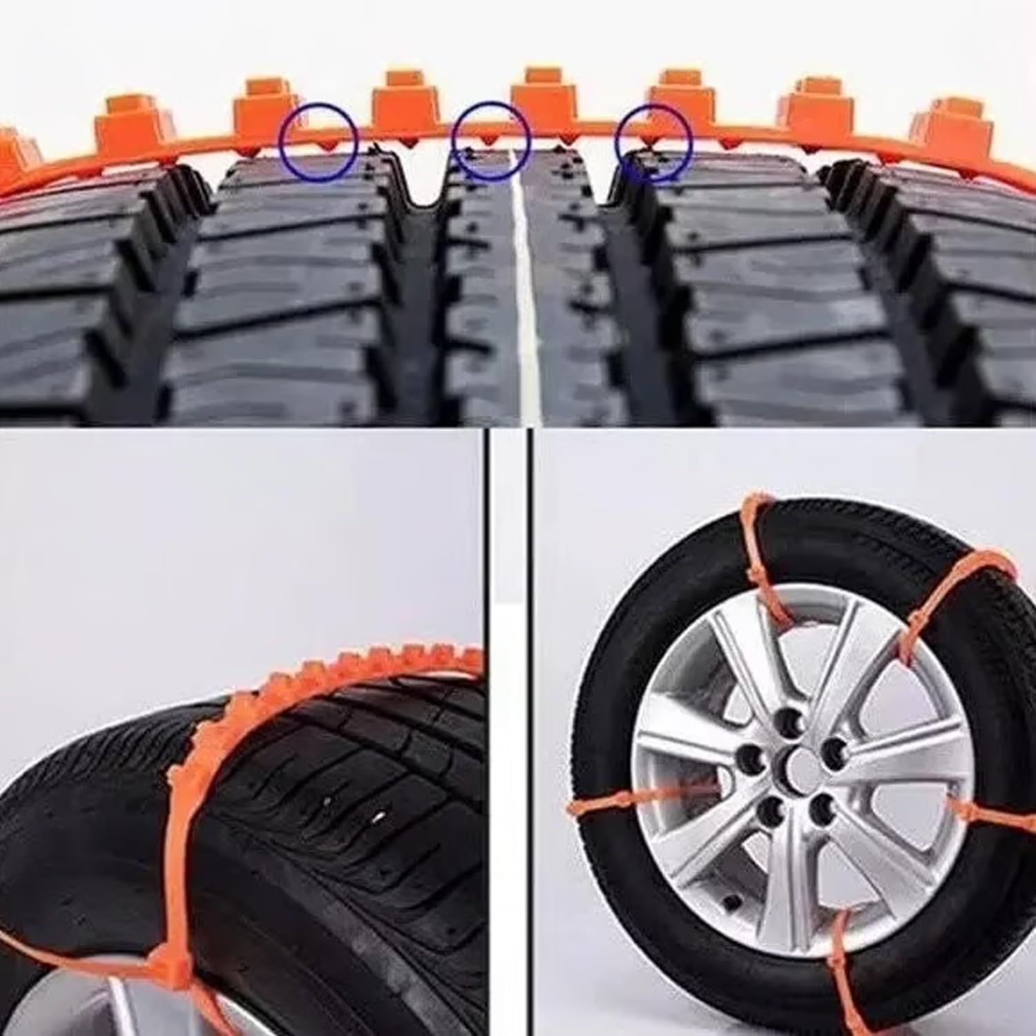Foldable Tire Chains, Zip Tie Snow Chains for Car Tires, Car Winter Tire Snow Zip Ties, Universal Anti-Skid Snow Tire Chains, Emergency Traction Cables for Cars Suvs Trucks, Reusable Winte (60PCS)